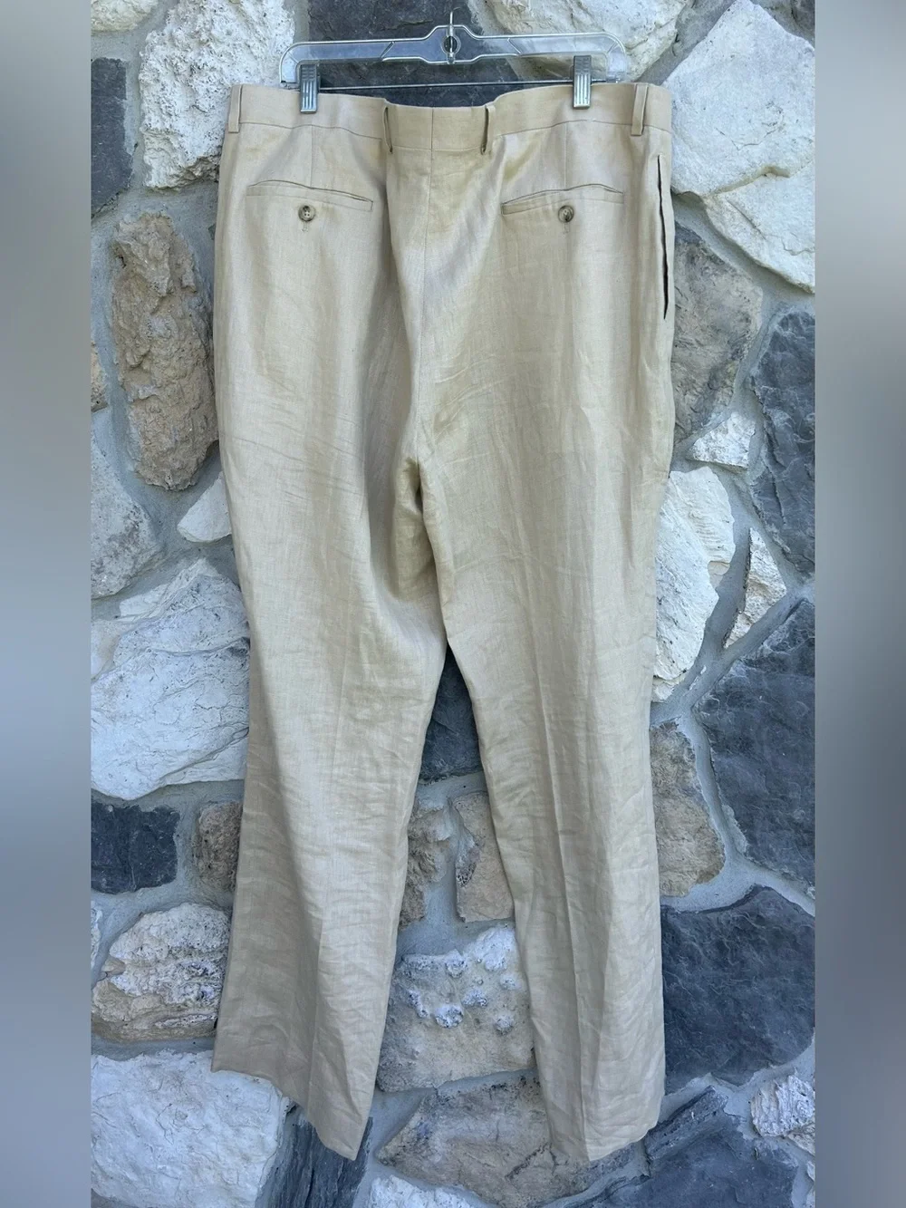 Pronto Uomo Mens 100% Linen Dress Pants Size 40 Beige Beach Wedding Formal Event